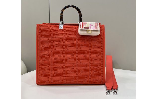 Replica Fendi 8BH386 Medium Sunshine Shopper bag in Red FF fabric