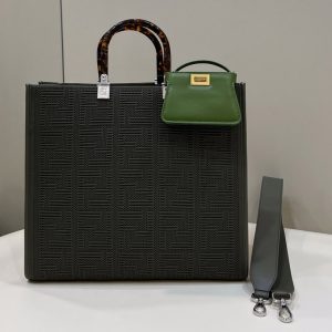 Replica Fendi 8BH386 Medium Sunshine Shopper bag in Green FF fabric