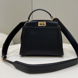 Replica Fendi 8BN244 Peekaboo Mini Bag in Black Leather