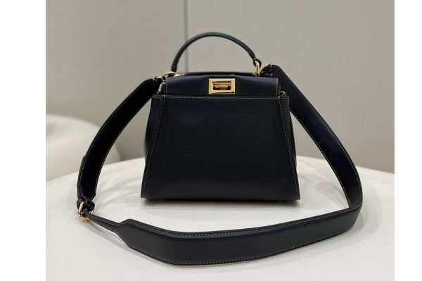 Replica Fendi 8BN244 Peekaboo Mini Bag in Black Leather