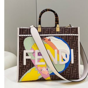 Replica Fendi 8BH386 Medium Sunshine Shopper bag in FF glazed fabric