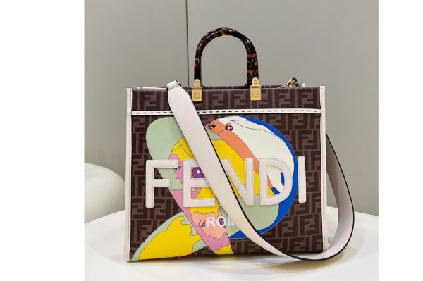 Replica Fendi 8BH386 Medium Sunshine Shopper bag in FF glazed fabric