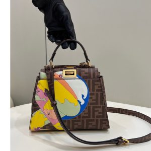 Replica Fendi 8BN244 Peekaboo Mini bag in FF glazed fabric