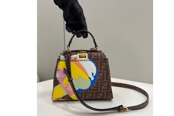 Replica Fendi 8BN244 Peekaboo Mini bag in FF glazed fabric