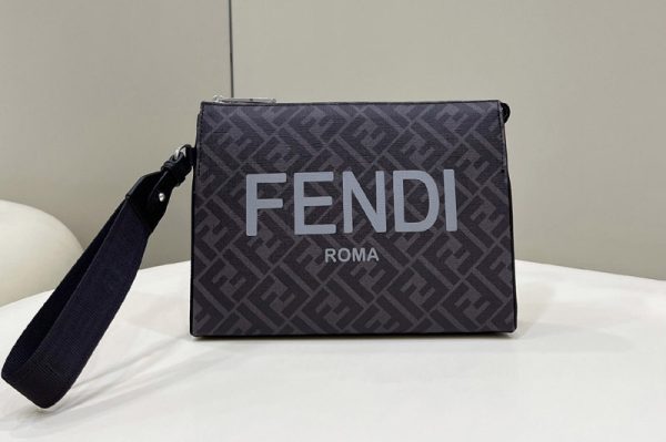 Replica Fendi 7VA564 Clutch Pack pouch Bag in black FF fabric