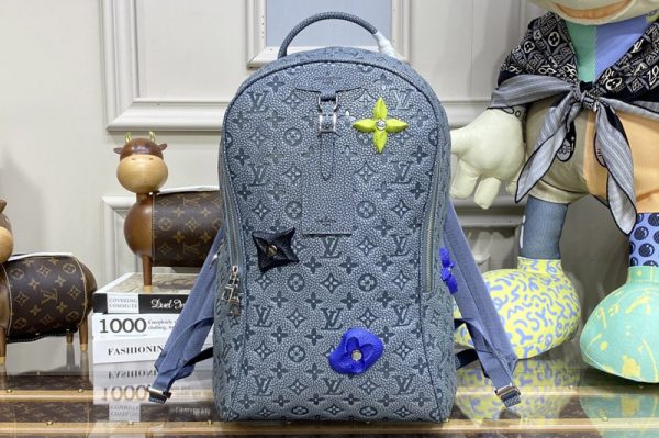 Replica Louis Vuitton M20877 LV Ellipse Backpack in Gray Taurillon Monogram embossed cowhide leather