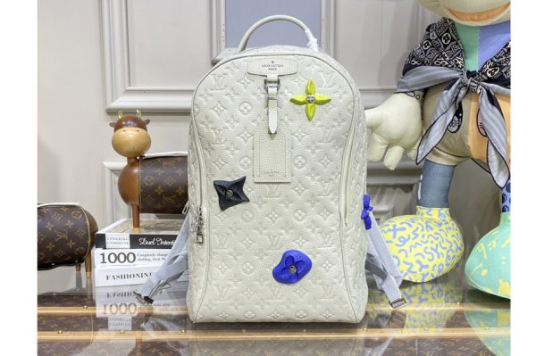 Replica Louis Vuitton M20877 LV Ellipse Backpack in White Taurillon Monogram embossed cowhide leather