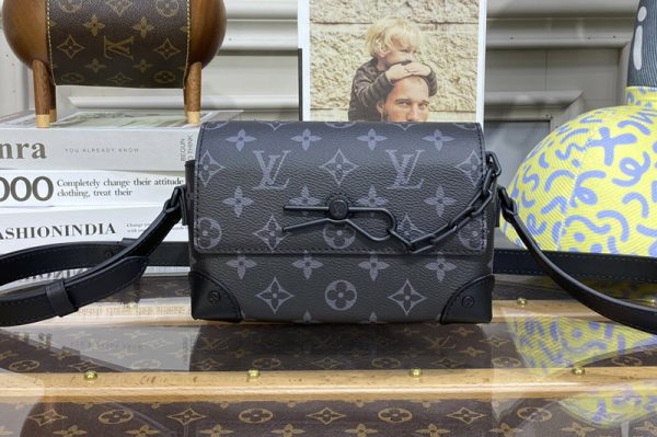 Replica Louis Vuitton M45585 LV Steamer Messenger Bag in Monogram Eclipse coated canvas