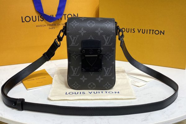 Replica Louis Vuitton M81522 LV S-Lock Vertical wearable wallet in Monogram Eclipse Canvas