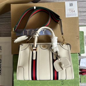 Replica Gucci 715772 Bauletto Small top handle bag in White Leather