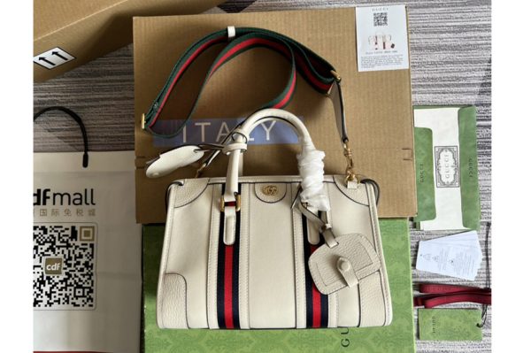 Replica Gucci 715772 Bauletto Small top handle bag in White Leather