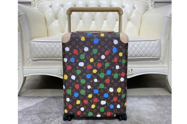 Replica Louis Vuitton M10118 LV x YK Horizon 55 trolley bag in Monogram coated canvas with 3D Painted Dots print