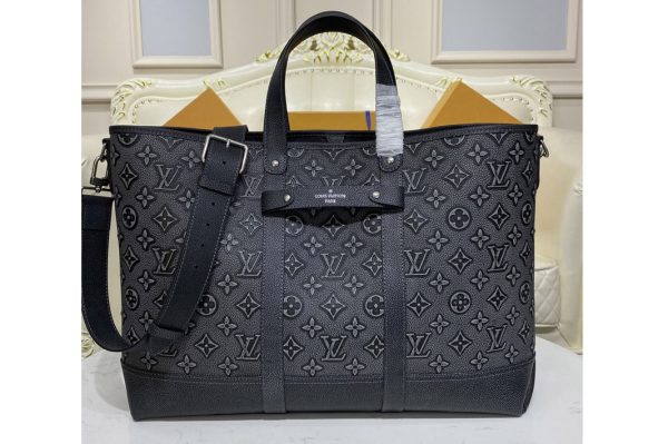 Replica Louis Vuitton M21371 LV Tote Journey carryall bag in Charcoal Cowhide leather