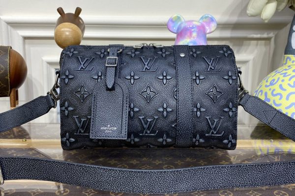 Replica Louis Vuitton M21448 LV City Keepall Bag in Charcoal Cowhide leather