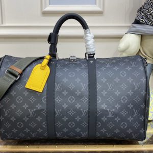 Replica Louis Vuitton M45611 Keepall 45 Bandoulière Bag in Monogram Eclipse coated canvas