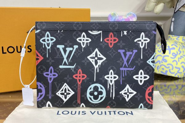 Replica Louis Vuitton M81803 LV Pochette Voyage in Monogram Eclipse canvas