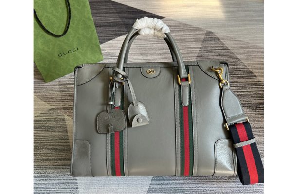 Replica Gucci 715671 Bauletto Large Tote bag in Grey Leather