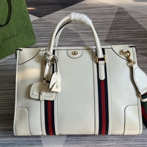 Replica Gucci 715671 Bauletto Large Tote bag in White Leather