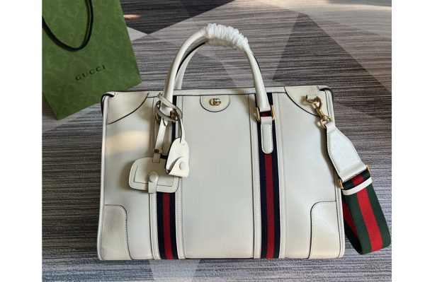 Replica Gucci 715671 Bauletto Large Tote bag in White Leather