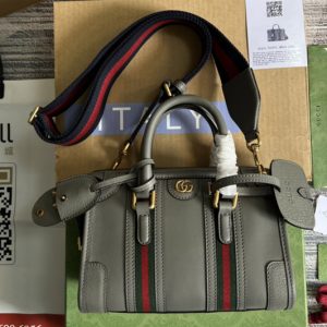 Replica Gucci 715771 Bauletto Mini top handle bag in Grey Leather