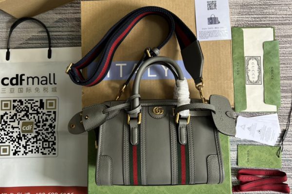 Replica Gucci 715771 Bauletto Mini top handle bag in Grey Leather