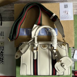 Replica Gucci 715771 Bauletto Mini top handle bag in White Leather