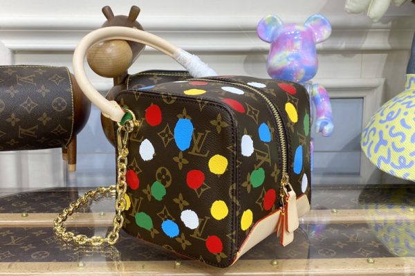 Replica Louis Vuitton M46450 LV LVxYK Square Bag in Monogram coated canvas with 3D Painted Dots print