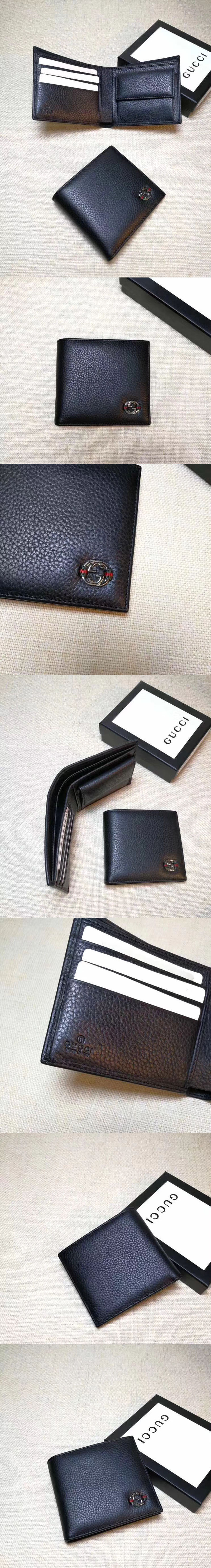 Replica Gucci 308795 Calfskin Leather Bi-fold Wallet Black