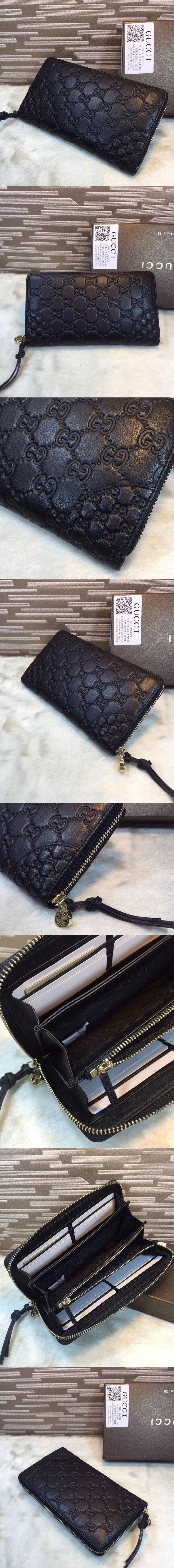 Replica Gucci Bree Guccissima Leather Zip Around Wallet 323397 Black