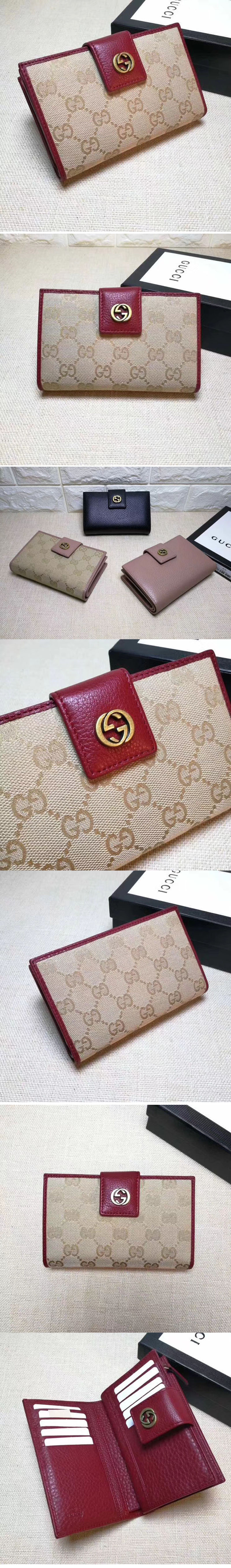 Replica Gucci 337023 GG Canvas Wallet Red