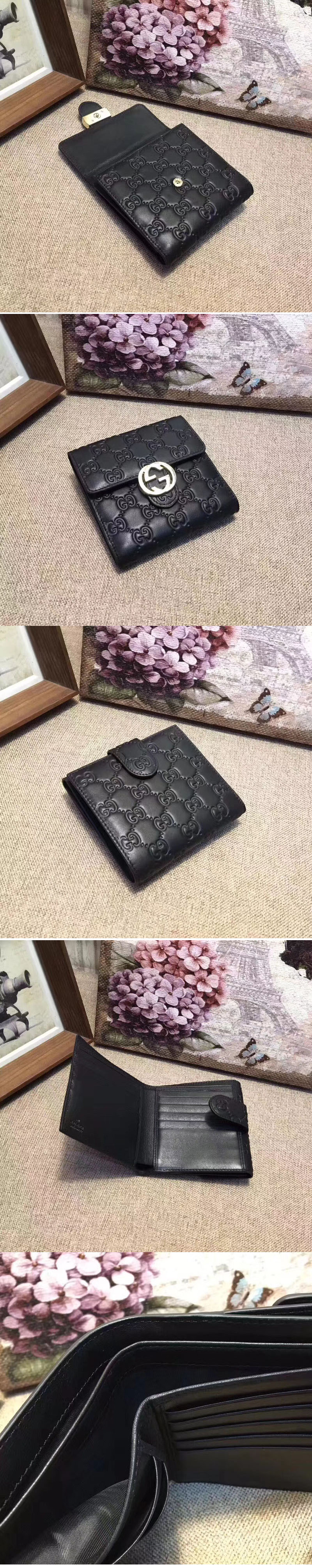 Replica Gucci 369676 Icon Gucci Signature wallet Black