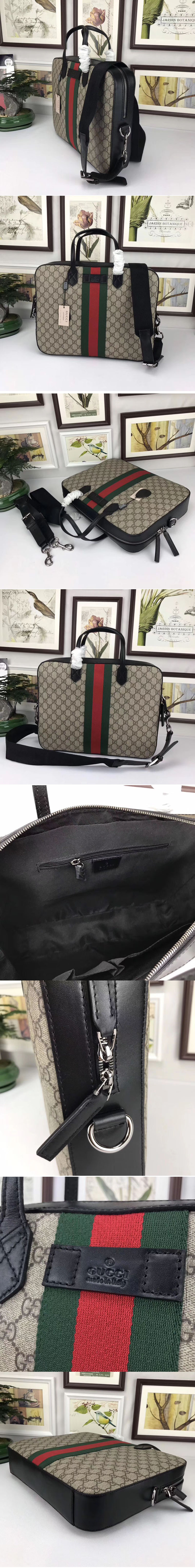 Replica Gucci ‎387102 Web GG Supreme briefcase Bags Brown