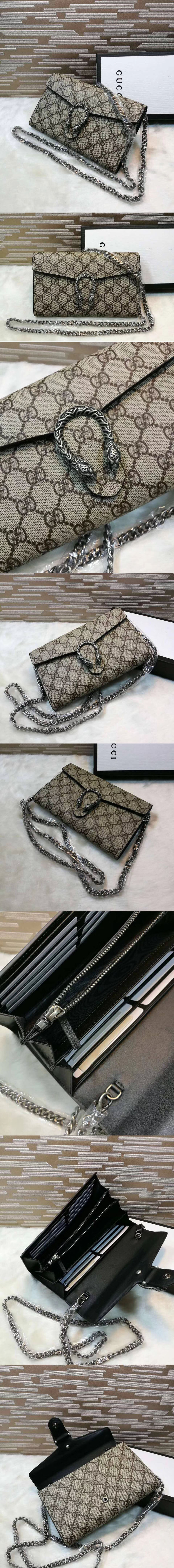 Replica Gucci 401231 Dionysus GG Supreme chain wallet Black