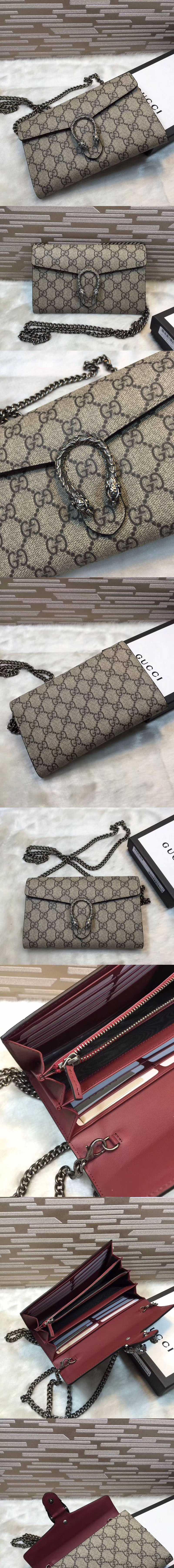 Replica Gucci 401231 Dionysus GG Supreme chain wallet Red