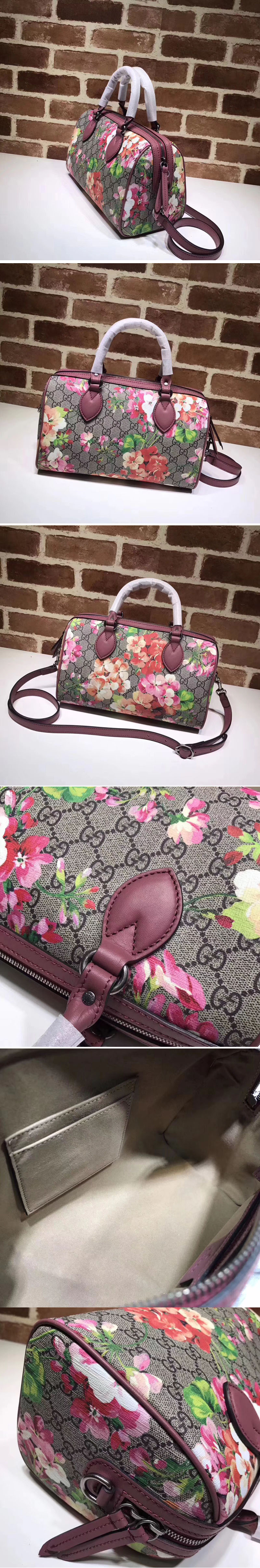 Replica Gucci 409529 Blooms GG Supreme Top Handle Bag Pink