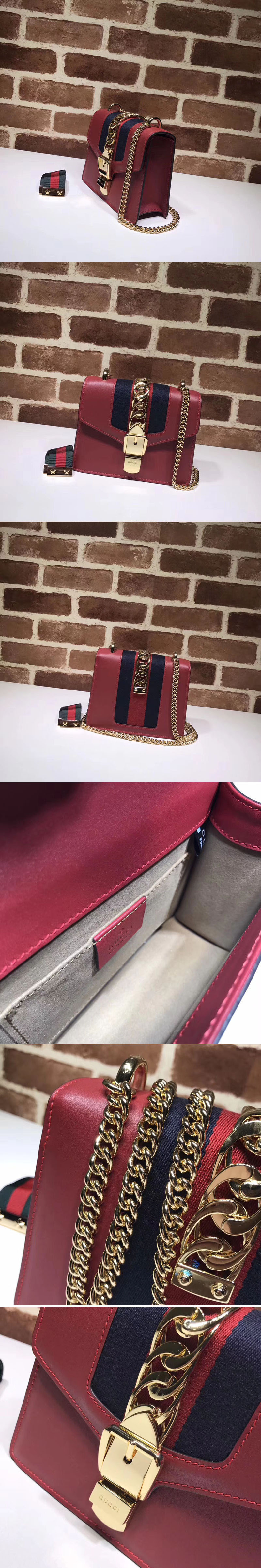 Replica Gucci 431666 Sylvie Leather mini Chain Bag Red