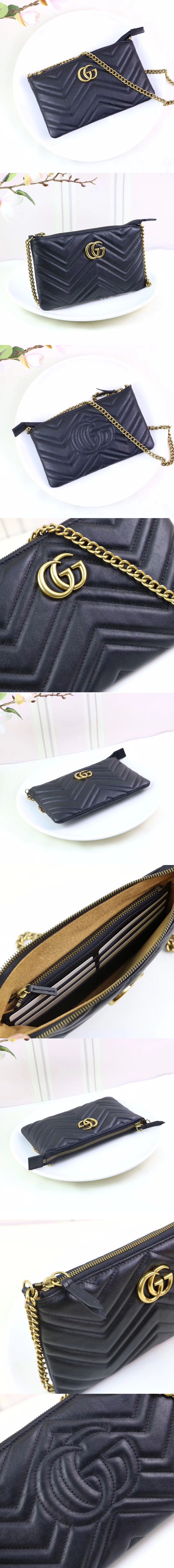 Replica Gucci 443447 GG Marmont mini chain bags Black