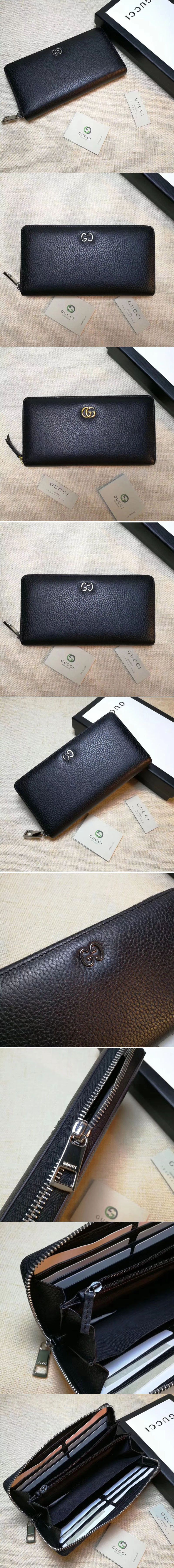 Replica Gucci 473928 Leather zip around wallet Black