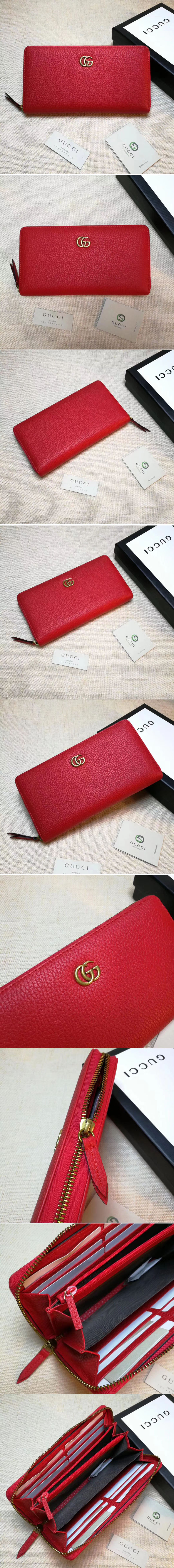 Replica Gucci 473928 Leather zip around wallet Red