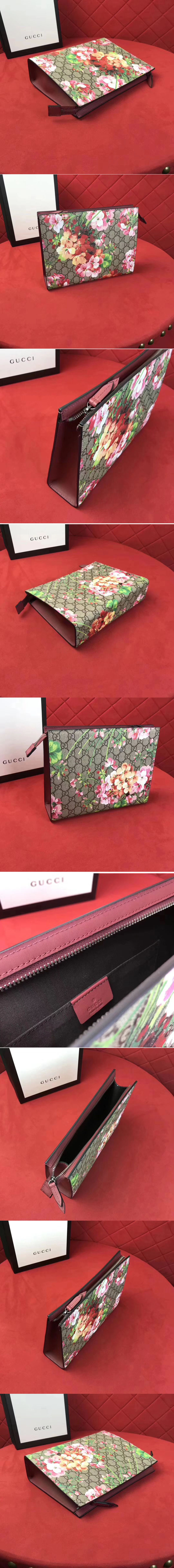 Replica Gucci 475316 GG Supreme Blooms Web cosmetic case