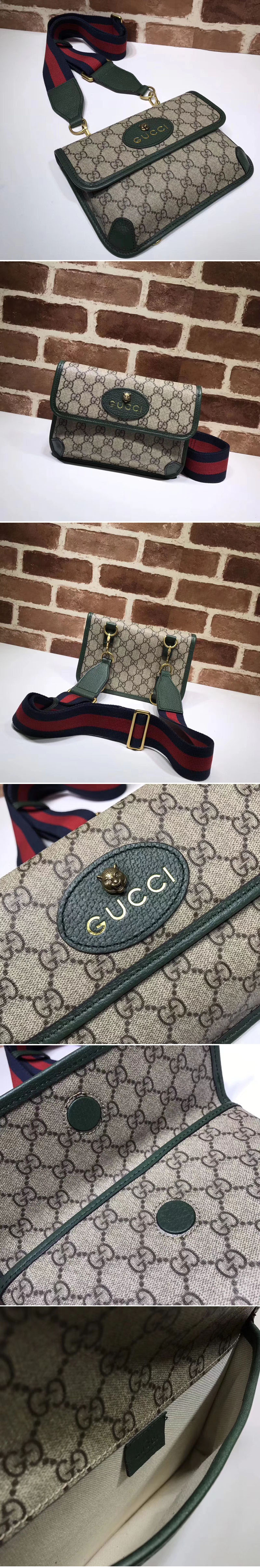 Replica Gucci 489617  Totem GG Supreme messenger Bags Green