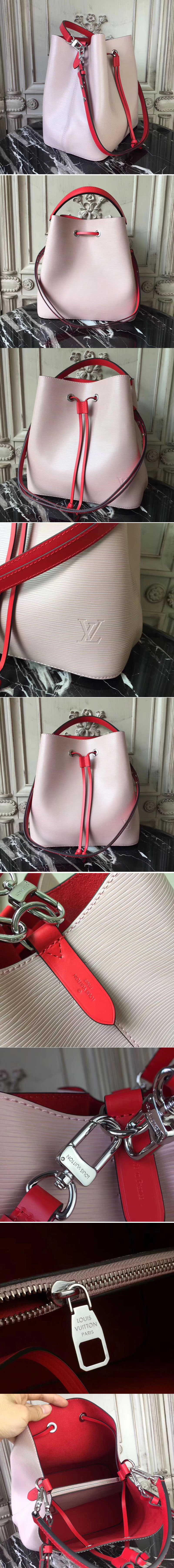 Replica Louis Vuitton Epi Leather Lockme Bucket Bags Pink/Red M54366 