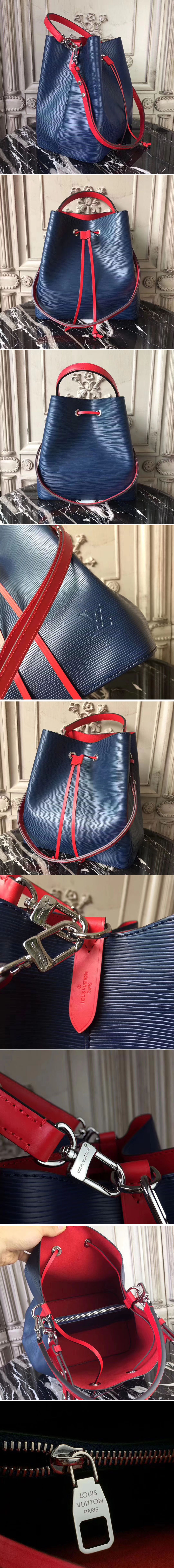 Replica Louis Vuitton Epi Leather Lockme Bucket Bags Blue M54366 