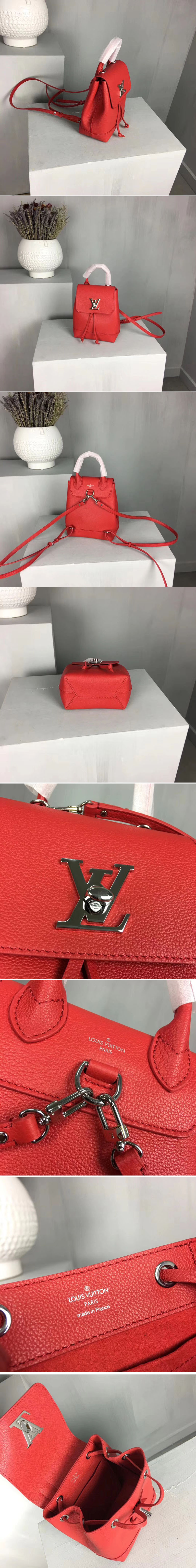 Replica Louis Vuitton M54573 lockme mini backpack Leather Red