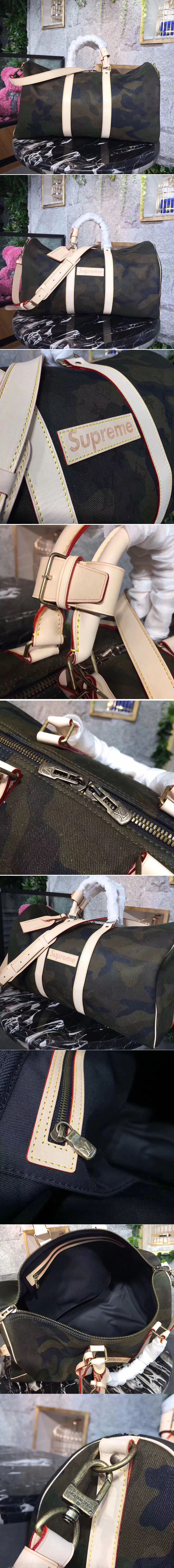 Replica Louis Vuitton M43466 x Supreme Keepall 45 Camo Bags