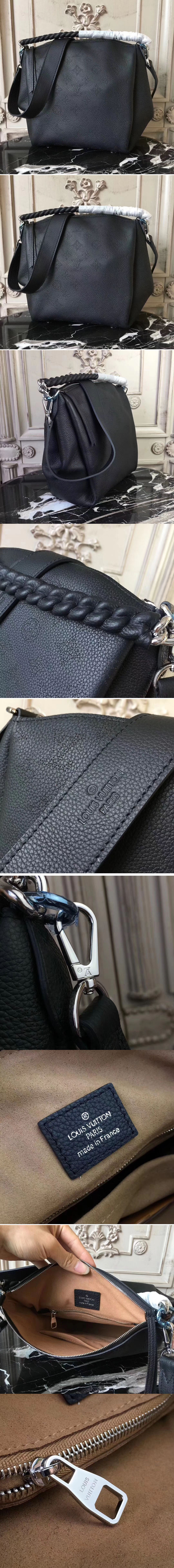 Replica Louis Vuitton M51223 Babylone Chain BB Mahina Leather Bags Black