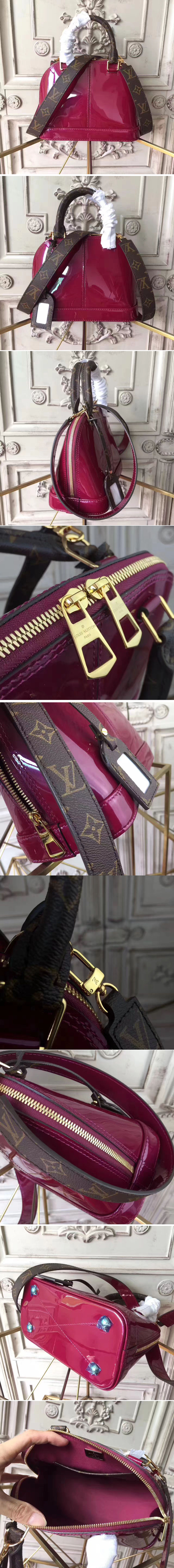 Replica Louis Vuitton M54785 Monogram Vernis  Alma BB Bags Purple