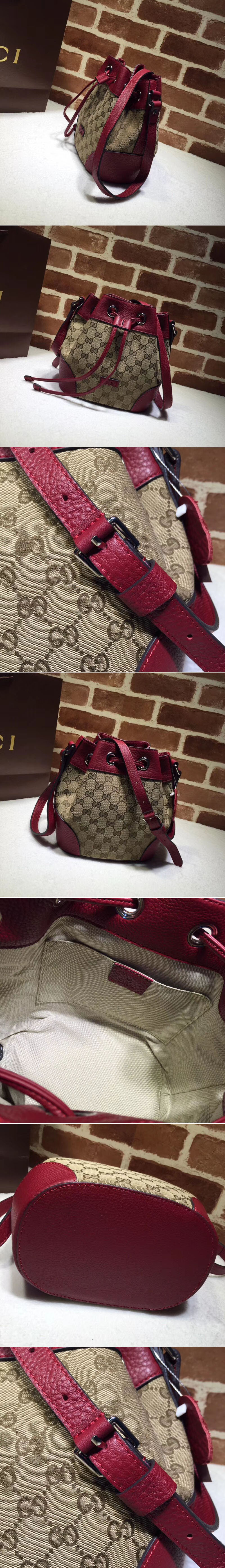 Replica Gucci 388704 Classic GG Canvas Small Bucket Bags Red