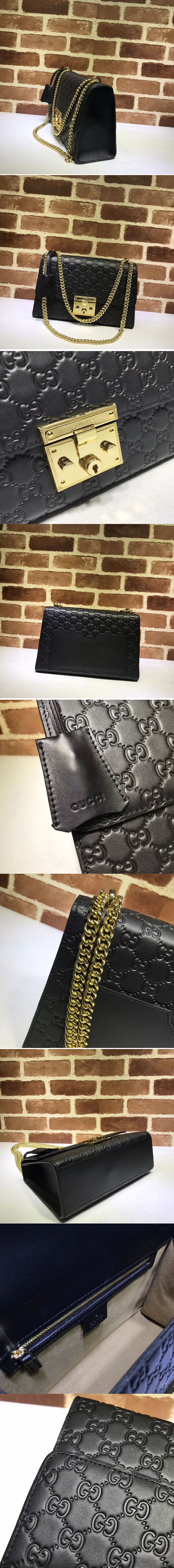 Replica Gucci 409486 Padlock Gucci Signature Shoulder Bag Black