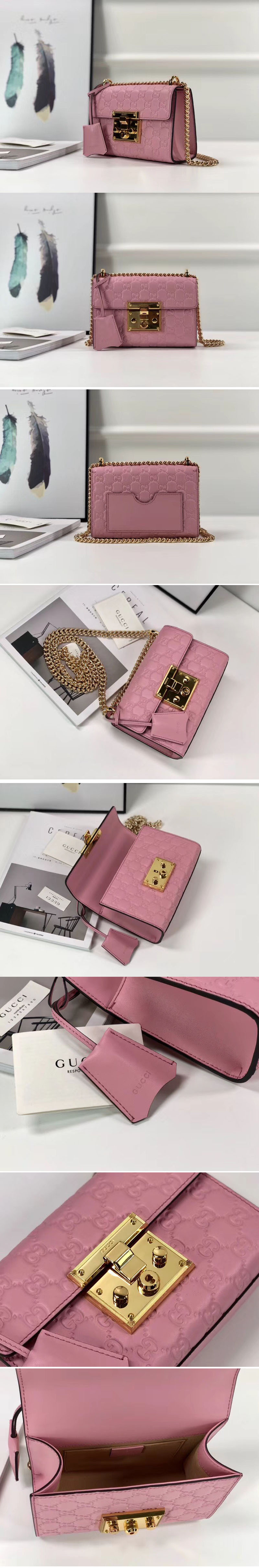 Replica Gucci 409487 Padlock small Signature shoulder bags Pink